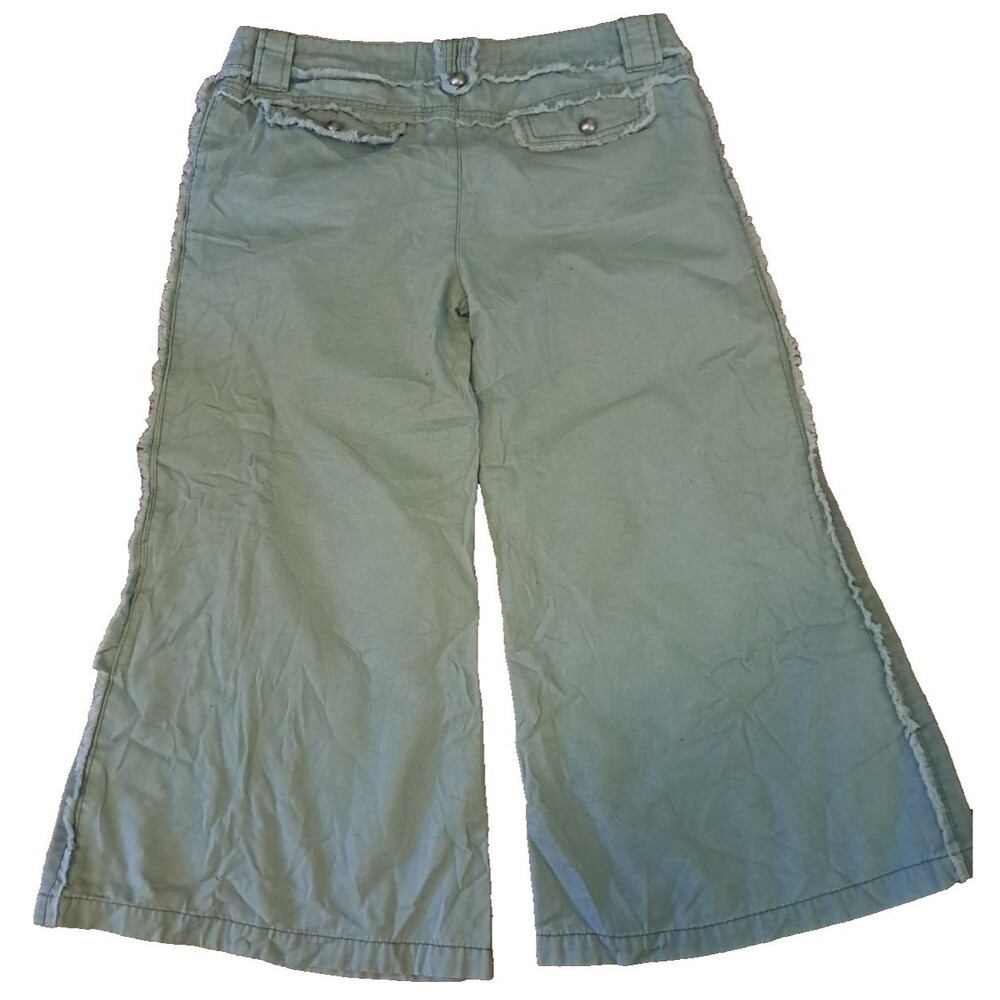 Embroidered Wide-Leg Crop Pants - Sage Green - Picture 5 of 8
